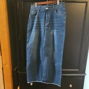 Blue Denim Midi Flare Capri